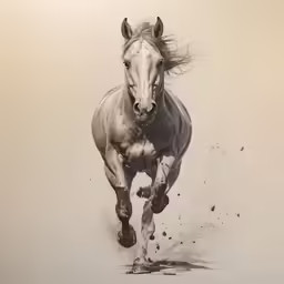 this is an oil painting of a horse running fast