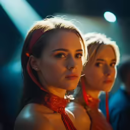 the two young beautiful women are posing for a photo