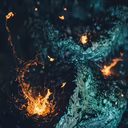 fire and ice on the floor and a small piece of cake
