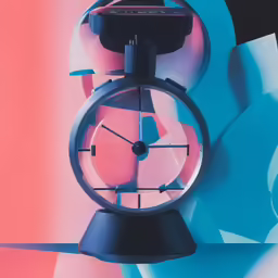 there is a clock that appears to be on a display stand
