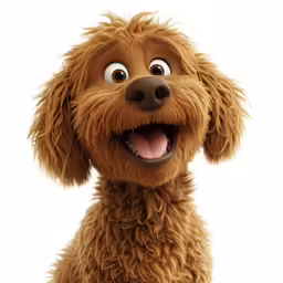 a happy looking brown dog with his eyes wide open