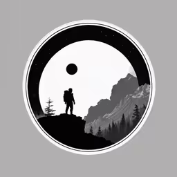 the image shows an image of a man standing on a hill,two people on the edge of a mountain top