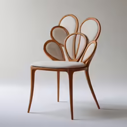 a chair with several circular shapes and upholstered backrests