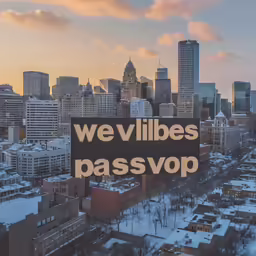 an aerial view of a city during a winter day