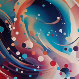 colorful abstract painting with bubbles on it