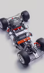 a vehicle is shown with four different wheels