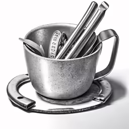 this is an artistic picture of a cup full of pencils and pens