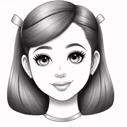 a cartoon girl with long black hair and bangs