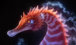the fire breathing dragon is red and white