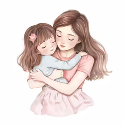 mother and daughter hugging with their arms around each other