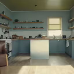 a very bright and spacious kitchen with light wood floors