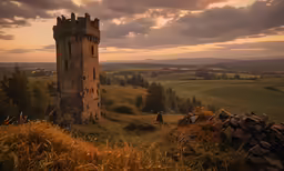 there is a small tower on the hill
