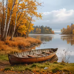 there are two boats that are sitting on the shore