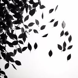 a group of leaves flying in the sky