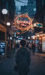 person walking on city street at night during the day