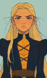 a drawing of the blonde haired girl with long hair and braid