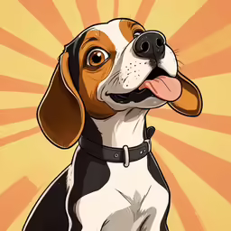 a cartoon dog is sitting in front of the sun