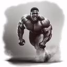 a male bodybuilding athlete is posing in the air