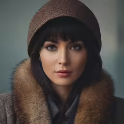 an attractive young woman wearing a fur hat