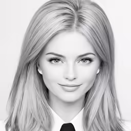 a young blond wearing a tie looks directly at the camera