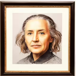 an image of an older woman in a brown frame