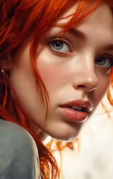 red hair and blue eyes make for a surreal photo