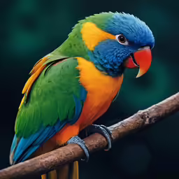 this colorful parrot is standing on the branch