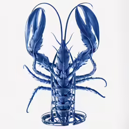 an intricate blue lobster is in a glass