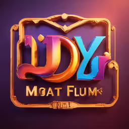 colorful 3d text that is displayed in a frame,a logo for joy motatfum, a multicolored liquid film production