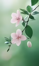 a branch with flowers in it on the light colored background