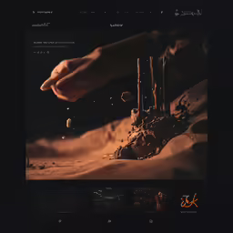 a dark photo of some hands sprinkling sand