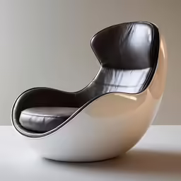 a modern chair with an oval shape on it