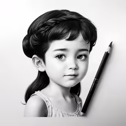 the child has a pencil on top of it