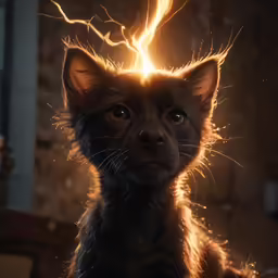 a cat with bright sunlight shining through its eyes