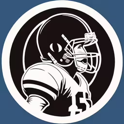 a football player is holding a ball in a circle,an image of a football player on a circle,the logo of the football team is in a circle,a football player in a helmet and with a football ball,an image of a football player on a blue background