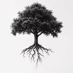 a large black tree with multiple roots on top of it