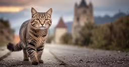 a cat that is walking across a street