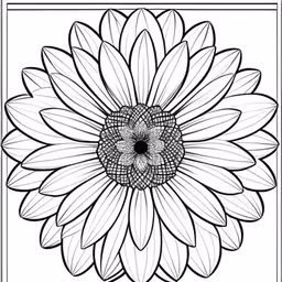 the sunflower is a flower that appears to be a very large, white flower,a sunflower coloring page with a square design in the middle