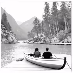 two people sit on the bow of a boat looking out at a body of water