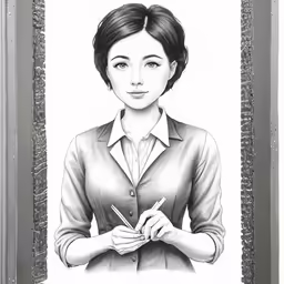 a woman wearing a dress shirt is writing something
