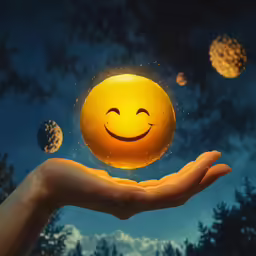 there is a yellow smile on the palm