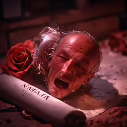an image of a bloody man with a bat