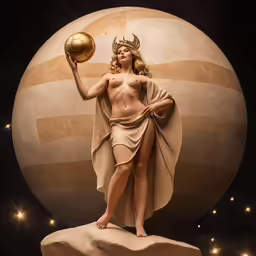 a statue of a man holding a ball stands on top of a sphere