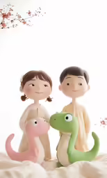 three people with small fake animals in hand