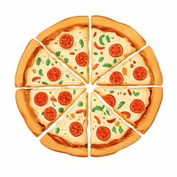 a pizza that is cut into eight slices