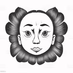 a black and white graphic depicting the face of a child