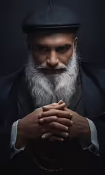 a man with a long white beard and a hat on