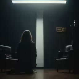a person sitting in front of a doorway