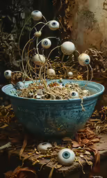 the bowl has been turned into balls with eyes