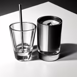 there are two glasses sitting next to each other